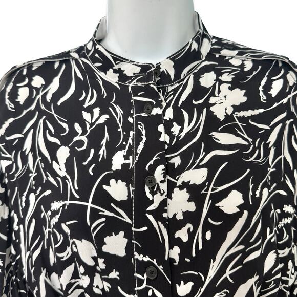 Proenza Schouler Black White Floral Button Long Sleeve Shirt Dress sz 2 NEW Tags - Picture 16 of 16